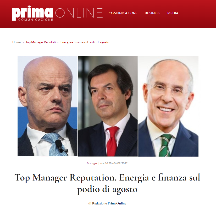 prima comunicazione top manager reputation agosto