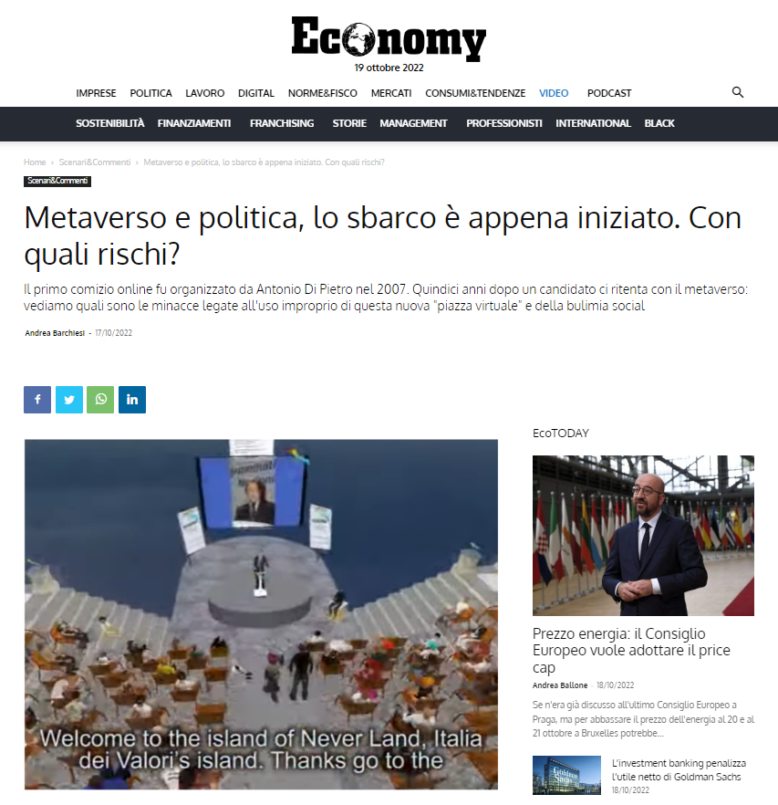 Economy_Metaverso e politica_Andrea Barchies_17 ottobre 2022