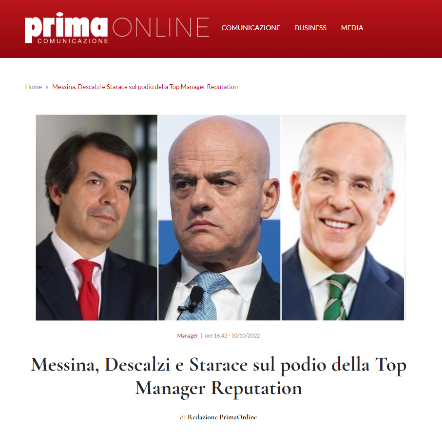 Top Manager Reputation settembre_Prima Comunicazione