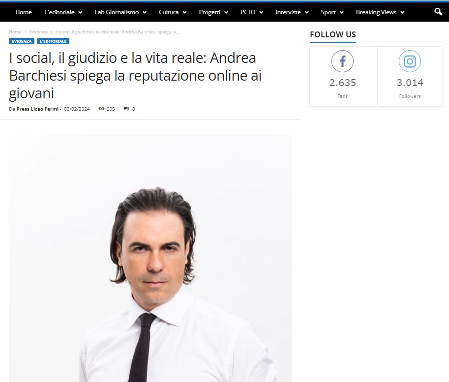 I social, il giudizio e la vita reale_Andrea Barchiesi spiega la reputazione online ai giovani